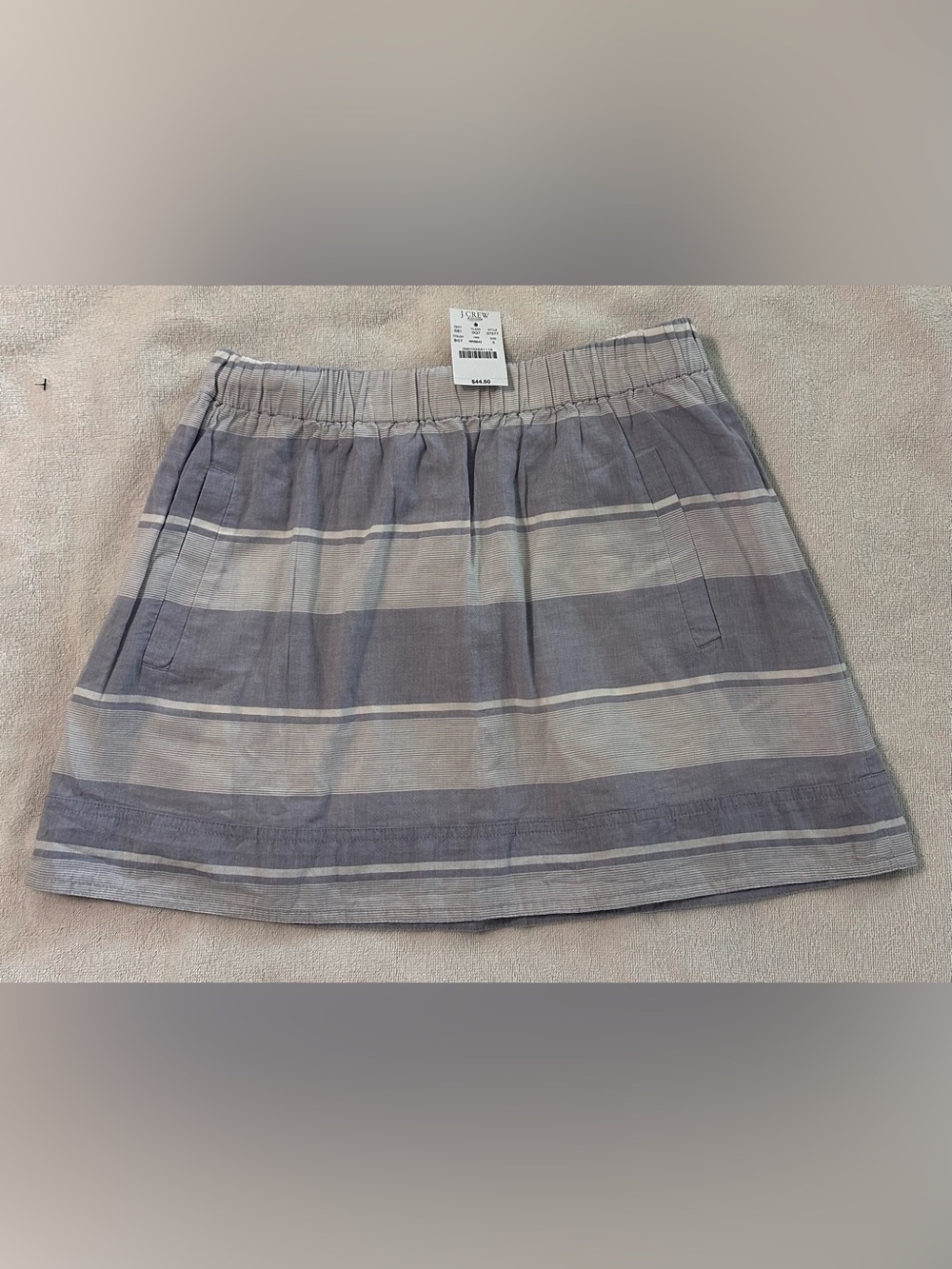 J.Crew Factory Striped Pull-On Mini Skirt Blue White Size‎ Small NWT